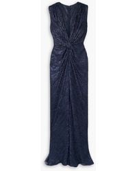 Costarellos - Mireille Twist-front Metallic Plissé-jersey Gown - Lyst