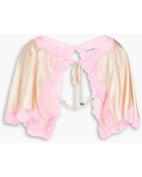 T By Alexander Wang - Lace-trimmed Silk-satin Shrug - Lyst