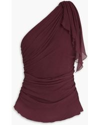 Victoria Beckham - One-Shoulder Draped Silk-Crepon Top - Lyst