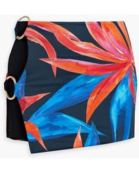 Louisa Ballou - Ring-embellished Floral-print Stretch-jersey Mini Skirt - Lyst