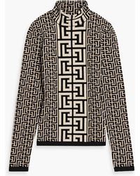 Balmain - Jacquard-Knit Wool-Blend Turtleneck Sweater - Lyst