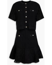 Maje - Metallic Crochet Knit-Paneled Jersey Mini Dress - Lyst
