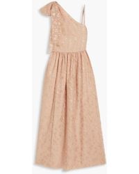 RED Valentino - One-shoulder Bow-embellished Glittered Tulle Maxi Dress - Lyst