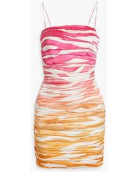 retroféte - Ruched Printed Silk-blend Satin Mini Dress - Lyst