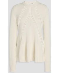 Jil Sander - Pointelle-knit Wool And Cotton-blend Sweater - Lyst