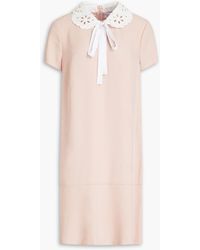 RED Valentino - Broderie Anglaise-trimmed Crepe Mini Dress - Lyst