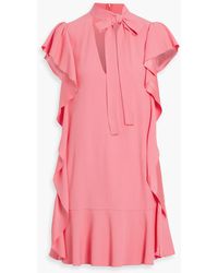 RED Valentino - Pussy-bow Ruffled Satin-crepe Mini Dress - Lyst
