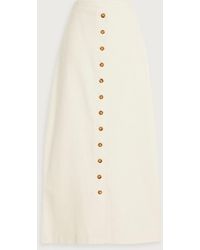 Loulou de Saison - Atri Layered Cotton-Blend Twill Midi Skirt - Lyst