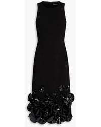 David Koma - Midikleid aus woll-crêpe mit floralen applikationen - Lyst
