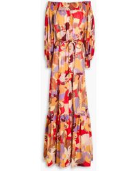 Rebecca Vallance - Off-the-shoulder Printed Cotton-voile Maxi Dress - Lyst