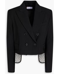 RED Valentino - Double-breasted Point D'esprit-trimmed Twill Blazer - Lyst