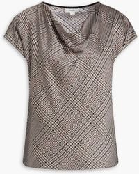 Vince - Houndstooth Silk-satin Crepe Top - Lyst