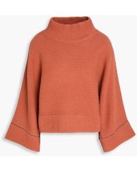 Brunello Cucinelli - Rollkragenpullover aus geripptem kaschmir mit zierperlen - Lyst