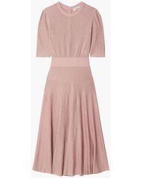 CASASOLA Metallic Ribbed-knit Midi Dress - Pink