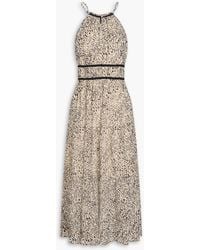 PAIGE - Esmeralda Zebra-Print Silk-Crepon Midi Dress - Lyst