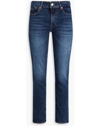 7 For All Mankind - Roxanne halbhohe jeans mit schmalem bein in ausgewaschener optik - Lyst