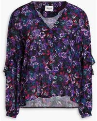 Claudie Pierlot - Bluse aus crêpe de chine aus seide mit floralem print und wickeleffekt - Lyst