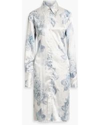 Acne Studios - Floral-print Satin Midi Shirt Dress - Lyst