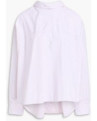 Victoria Beckham - Pussy-Bow Striped Cotton-Poplin Shirt - Lyst