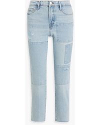 FRAME - Le nouveau straight halbhohe cropped jeans mit schmalem bein in patchwork-optik - Lyst