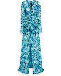 ROTATE BIRGER CHRISTENSEN - Ruched Floral-print Chiffon Maxi Dress - Lyst