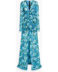 ROTATE BIRGER CHRISTENSEN - Ruched Floral-print Chiffon Maxi Dress - Lyst