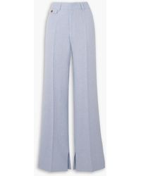 Brandon Maxwell - Rena Pleated Herringbone Linen, Wool, Silk And Cashmere-blend Straight-leg Trousers - Lyst