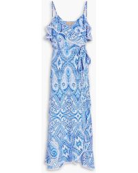 Melissa Odabash - Prosperity midi-wickelkleid aus webstoff mit paisley-print und rüschen - Lyst