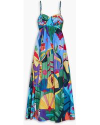 FARM Rio Sicily Flowers Cotton Midi Dress in Red | Lyst UK