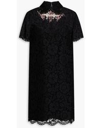 Valentino Garavani - Embellished Corded Lace Mini Dress - Lyst