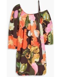 Stine Goya - One-Shoulder Floral-Print Jacquard Mini Dress - Lyst