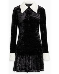 Anna Sui - Pleated Crushed-velvet Mini Dress - Lyst