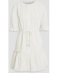 Saloni - Billie Tiered Ruffle-trimmed Cotton-seersucker Mini Dress - Lyst