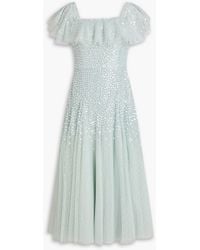 Needle & Thread - Dappled Off-The-Shoulder Sequin-Embellished Tulle Midi Dress - Lyst