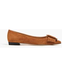 Sergio Rossi - Buckled Suede Point-toe Flats - Lyst