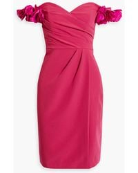 Marchesa - Off-the-shoulder Floral-appliquéd Crepe Dress - Lyst