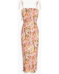 Zimmermann - Pleated Floral-Print Jersey Midi Slip Dress - Lyst