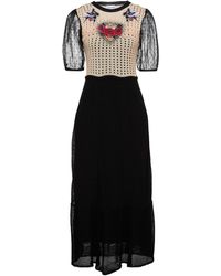 RED Valentino - Embroidered Pointelle-knit Cotton And Point D'esprit Midi Dress - Lyst