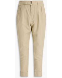 Officine Generale - Pierre Belted Lyocell, Linen And Cotton-blend Suit Pants - Lyst