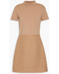 Theory - Tweed-paneled Merino Wool-blend Mini Dress - Lyst