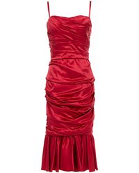 Dolce & Gabbana - Ruched Satin Dress - Lyst