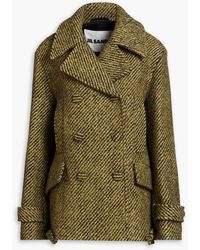 Jil Sander - Pleated Striped Wool-blend Bouclé Coat - Lyst