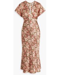 Veronica Beard - Seymour Floral-Print Silk-Blend Satin Midi Dress - Lyst