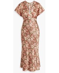 Veronica Beard - Seymour Floral-Print Silk-Blend Satin Midi Dress - Lyst