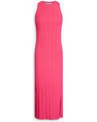 FRAME - Cutout Ribbed-knit Midi Dress - Lyst