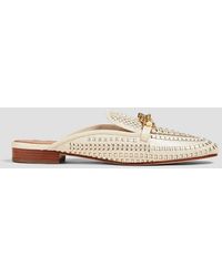 Tory Burch - Jessa Chain-embellished Woven Metallic Leather Slippers - Lyst