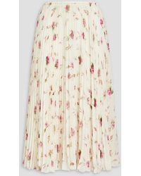 RED Valentino - Pleated Floral-print Georgette Midi Skirt - Lyst
