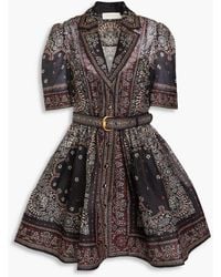 Zimmermann - Hemdkleid in minilänge aus einer leinen-seidenmischung mit paisley-print und gürtel - Lyst