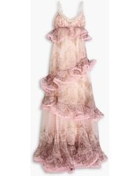 Zimmermann - Embellished Ruffled Printed Silk-Organza Maxi Dress - Lyst