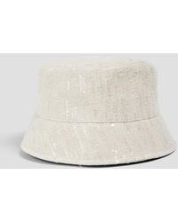 Brunello Cucinelli - Prince Of Wales Checked Embellished Linen Bucket Hat - Lyst